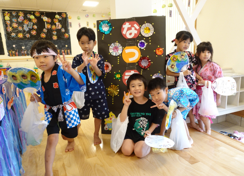 福岡市早良区有田のアン・シャーリーこども園と栄光保育園の夏祭りの写真