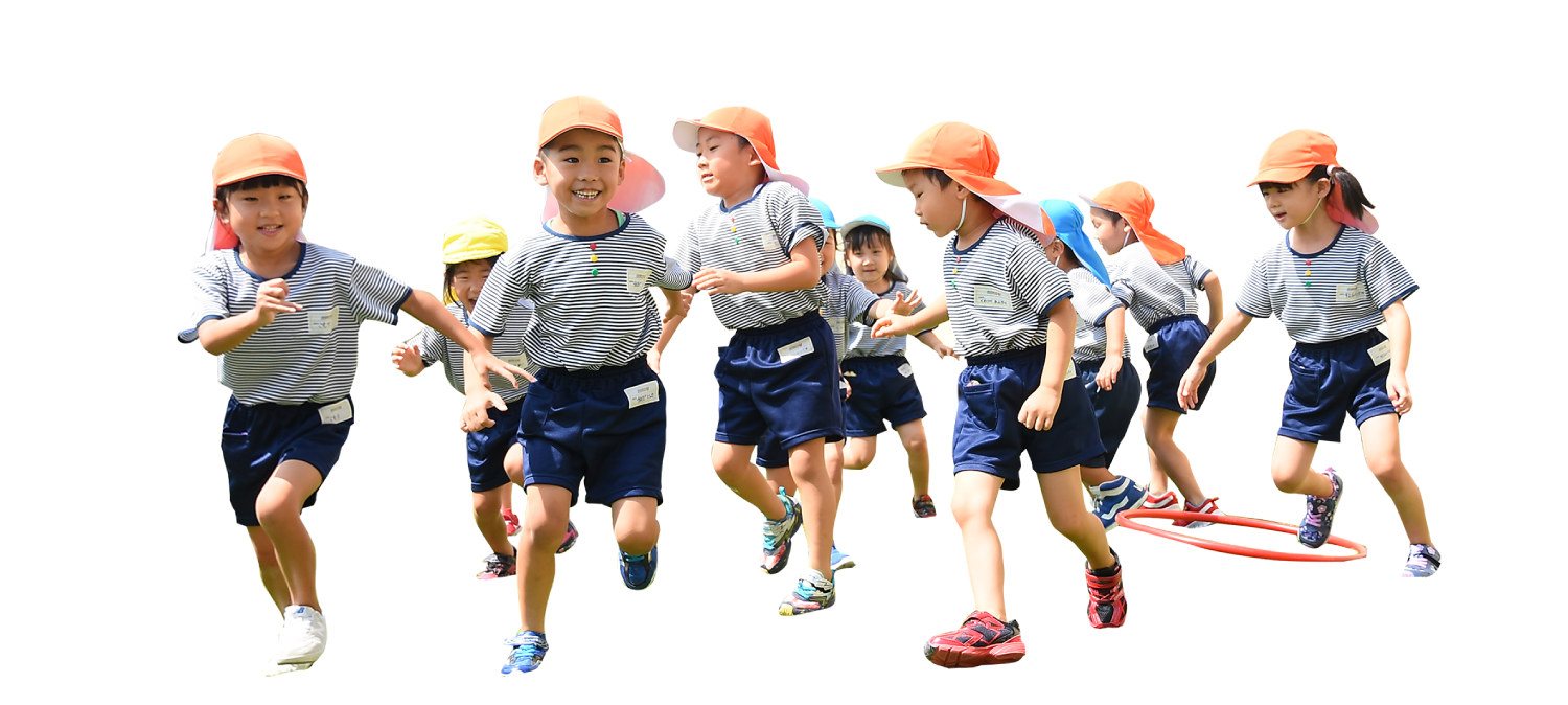 福岡市早良区有田アン・シャーリーこども園と栄光保育園の運動している子ども達の写真